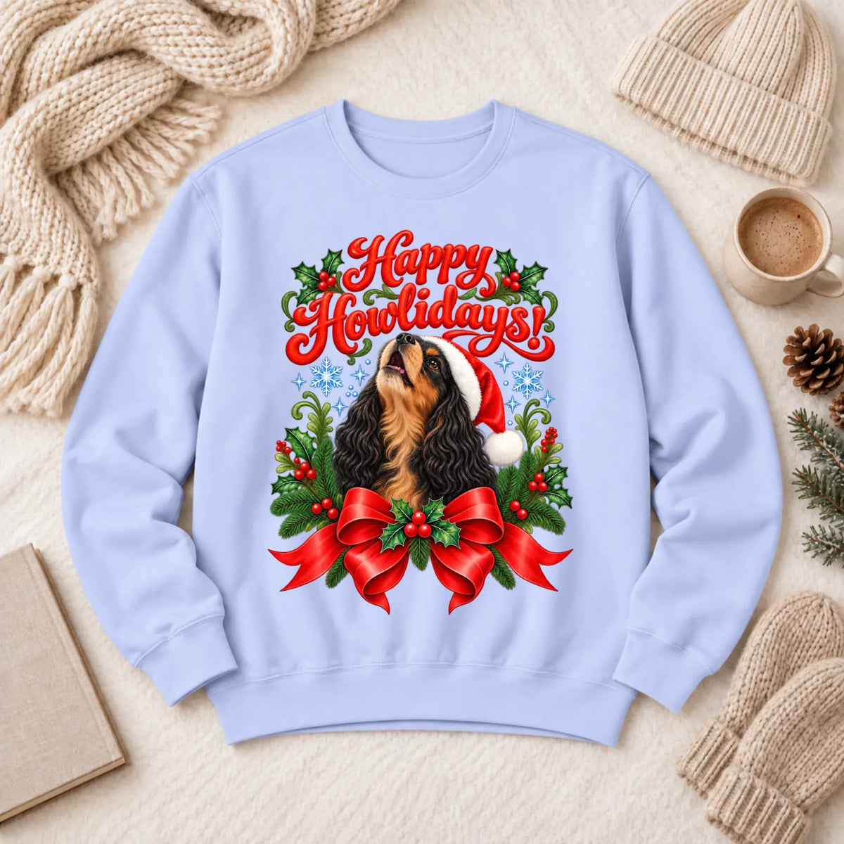 Custom Cavalier Christmas Howlidays Unisex Sweatshirt Hydrangea