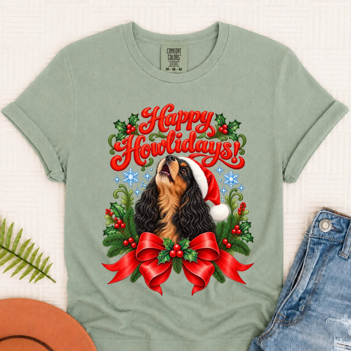 Custom Cavalier Christmas Howlidays Unisex TShirt Bay