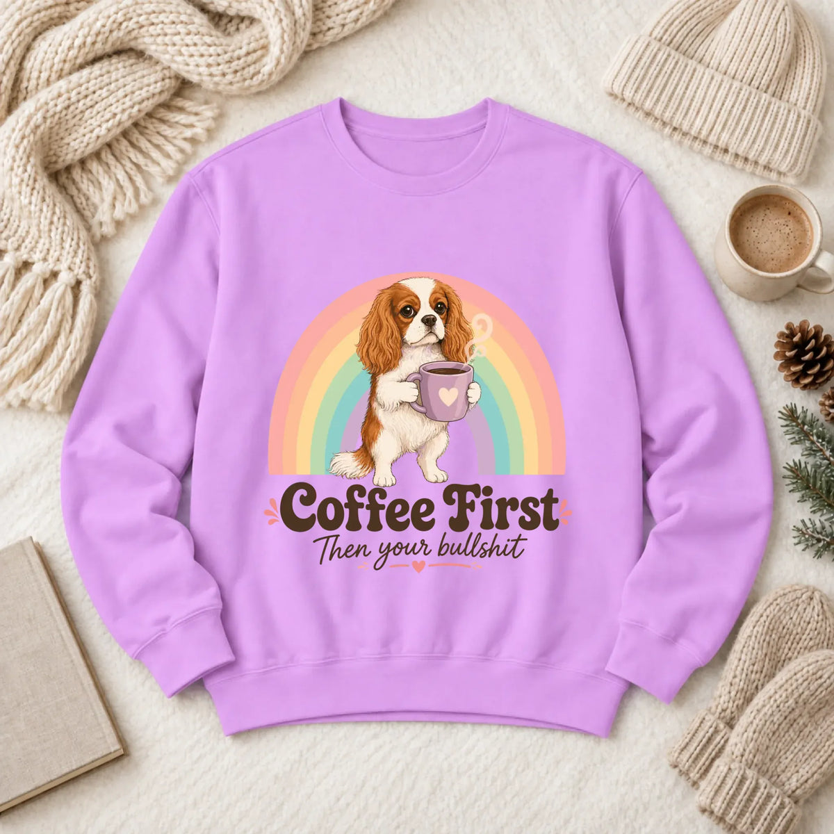 Custom Cavalier Coffee BS Unisex Sweatshirt Neon Violet