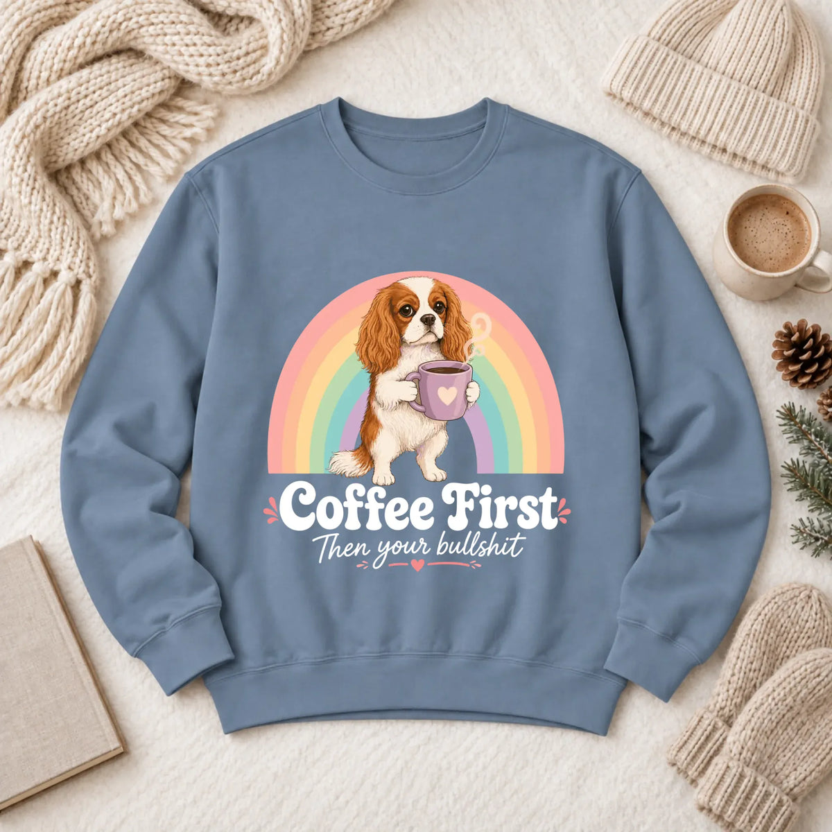 Custom Cavalier Coffee BS Unisex Sweatshirt Blue Jean