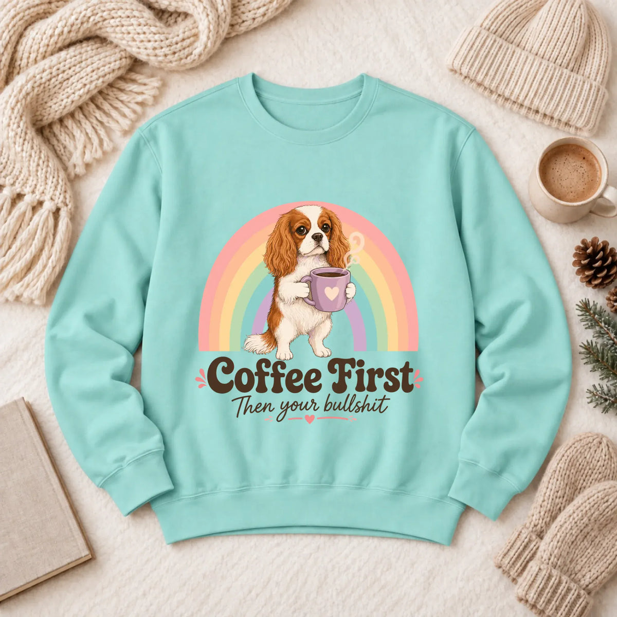 Custom Cavalier Coffee BS Unisex Sweatshirt Chalky Mint