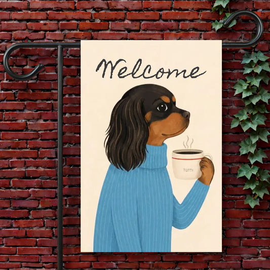 Custom Cavalier Coffee Drinker Garden Flag 12'' × 18''