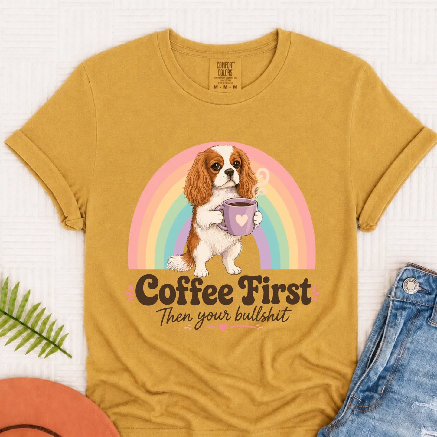 T-Shirt Mustard / S Custom Cavalier Coffee First Unisex TShirt