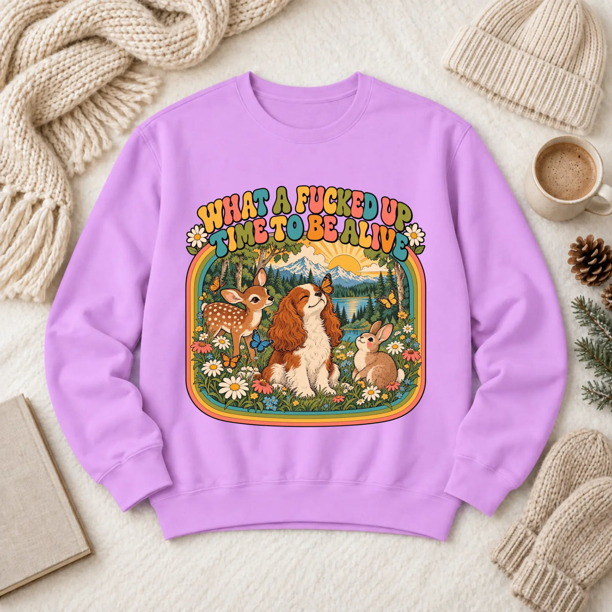 Custom Cavalier Crazy Time Funny Unisex Sweatshirt Neon Violet