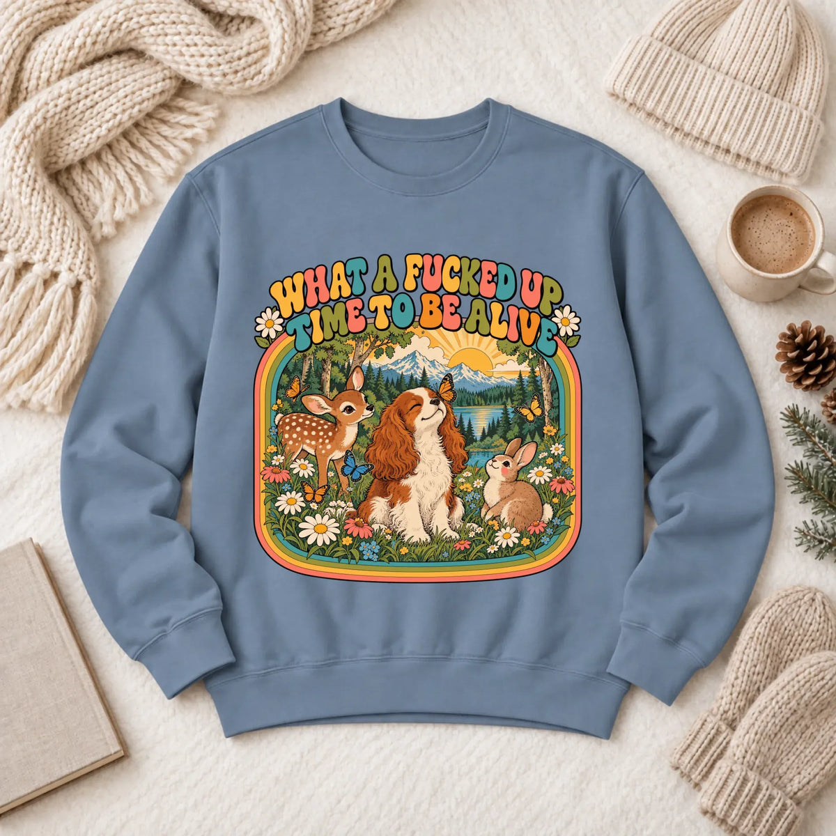 Custom Cavalier Crazy Time Funny Unisex Sweatshirt Blue Jean