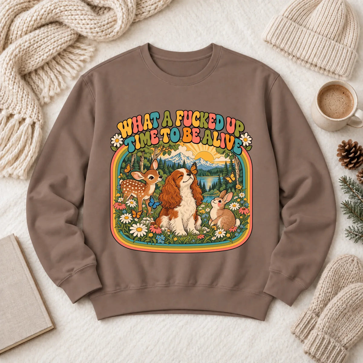 Custom Cavalier Crazy Time Funny Unisex Sweatshirt Espresso