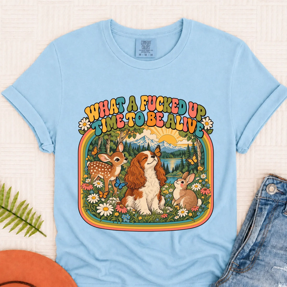 Custom Cavalier Crazy Time Funny Unisex Tshirt Chambray