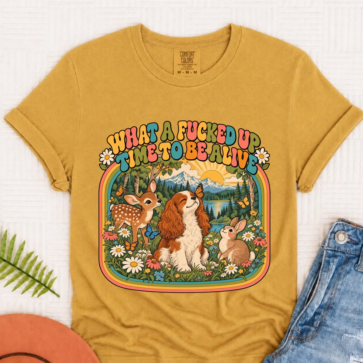 Custom Cavalier Crazy Time Funny Unisex Tshirt Mustard