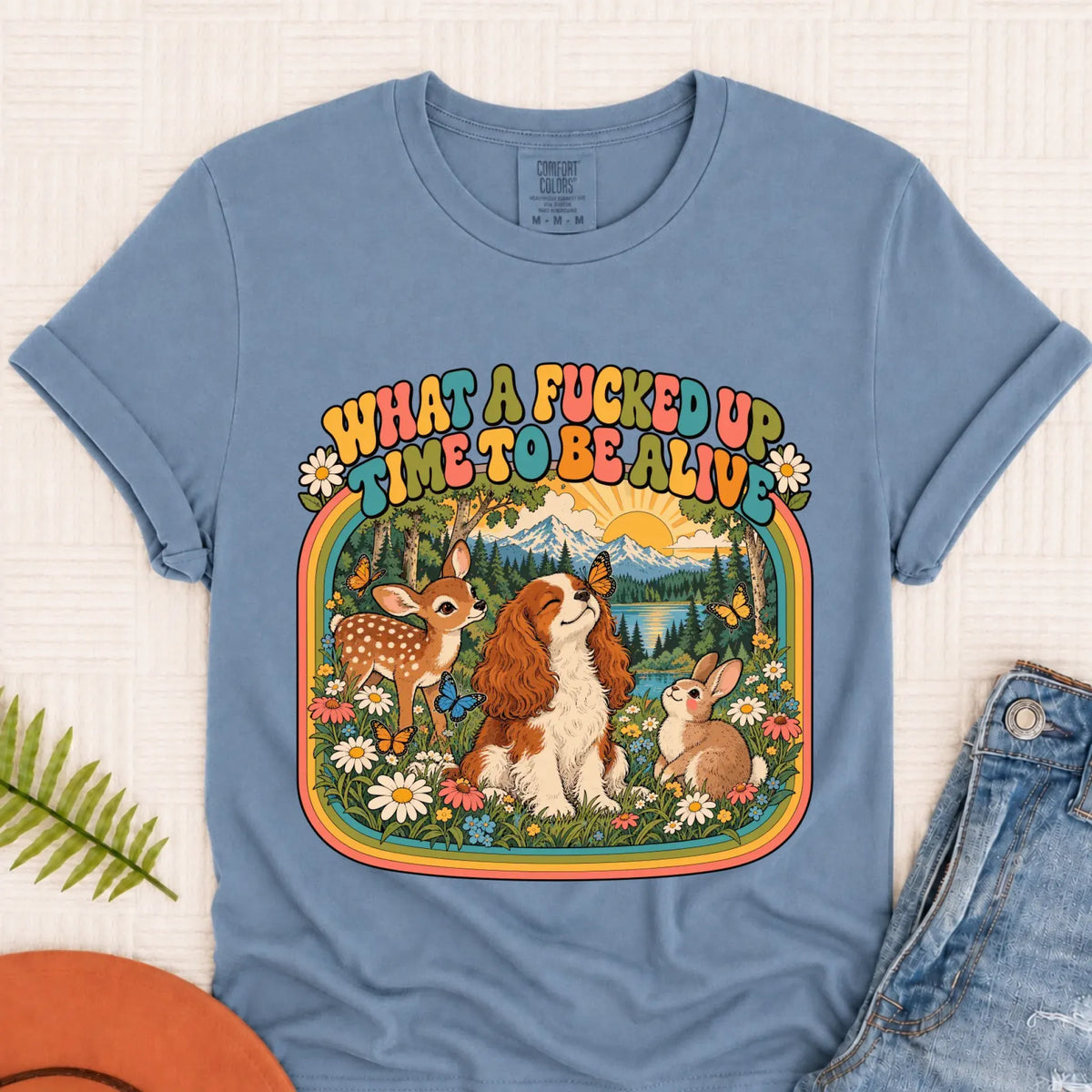 Custom Cavalier Crazy Time Funny Unisex Tshirt Blue Jean