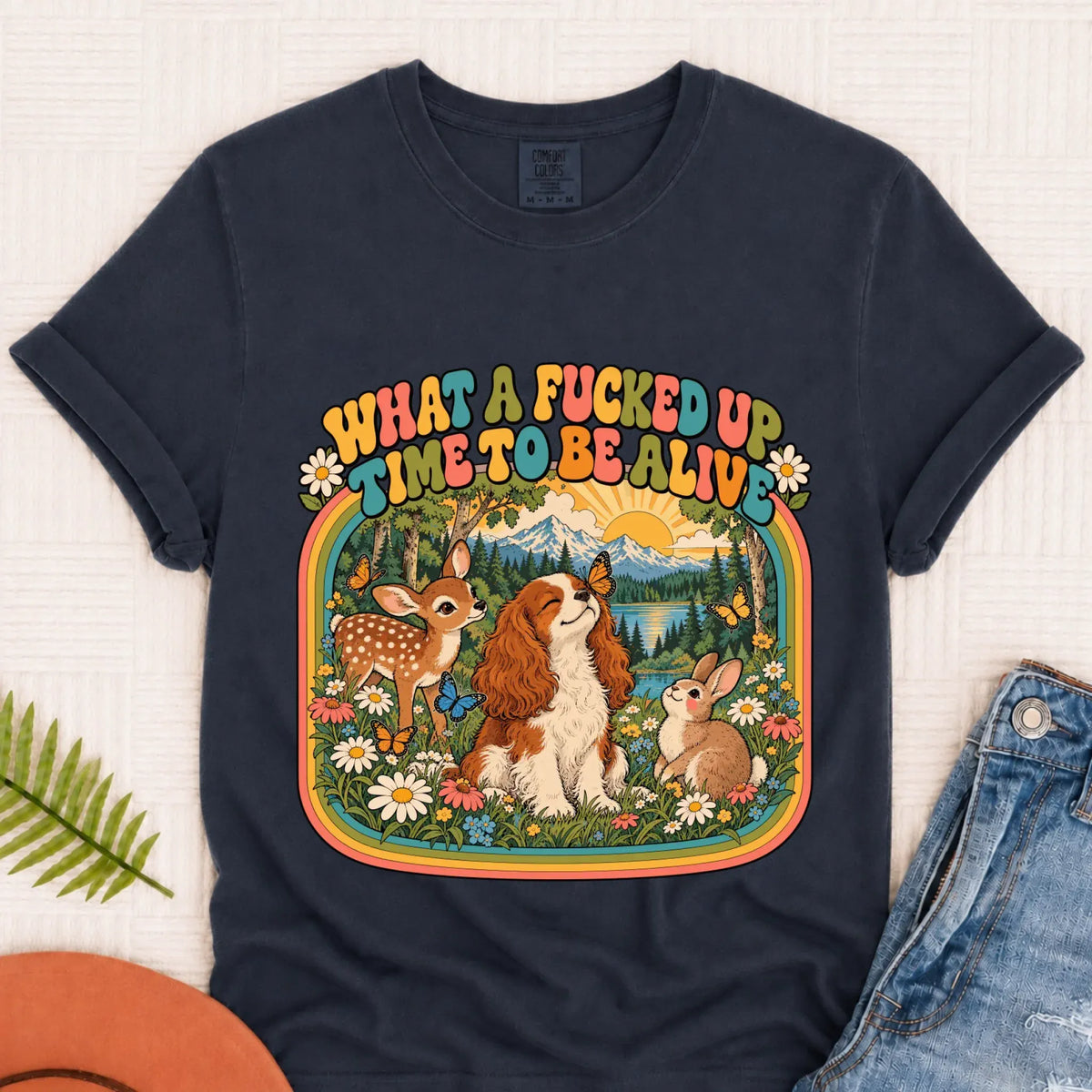 Custom Cavalier Crazy Time Funny Unisex Tshirt Navy
