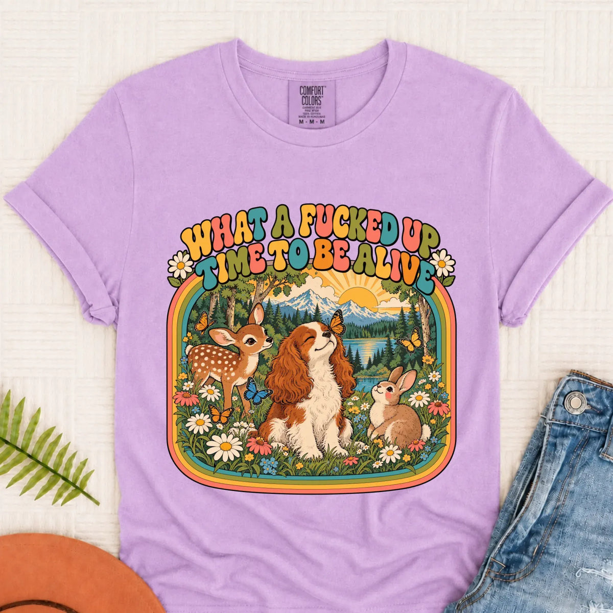 Custom Cavalier Crazy Time Funny Unisex Tshirt Orchid