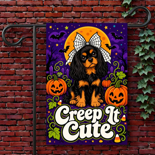 Custom Cavalier Creep It Cute Halloween Yard Flag 12'' × 18''