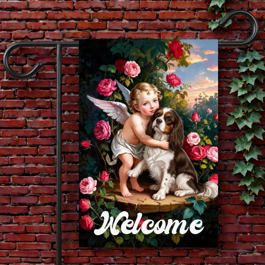 Custom Cavalier Cupid Valentines Garden Flag 12'' × 18''