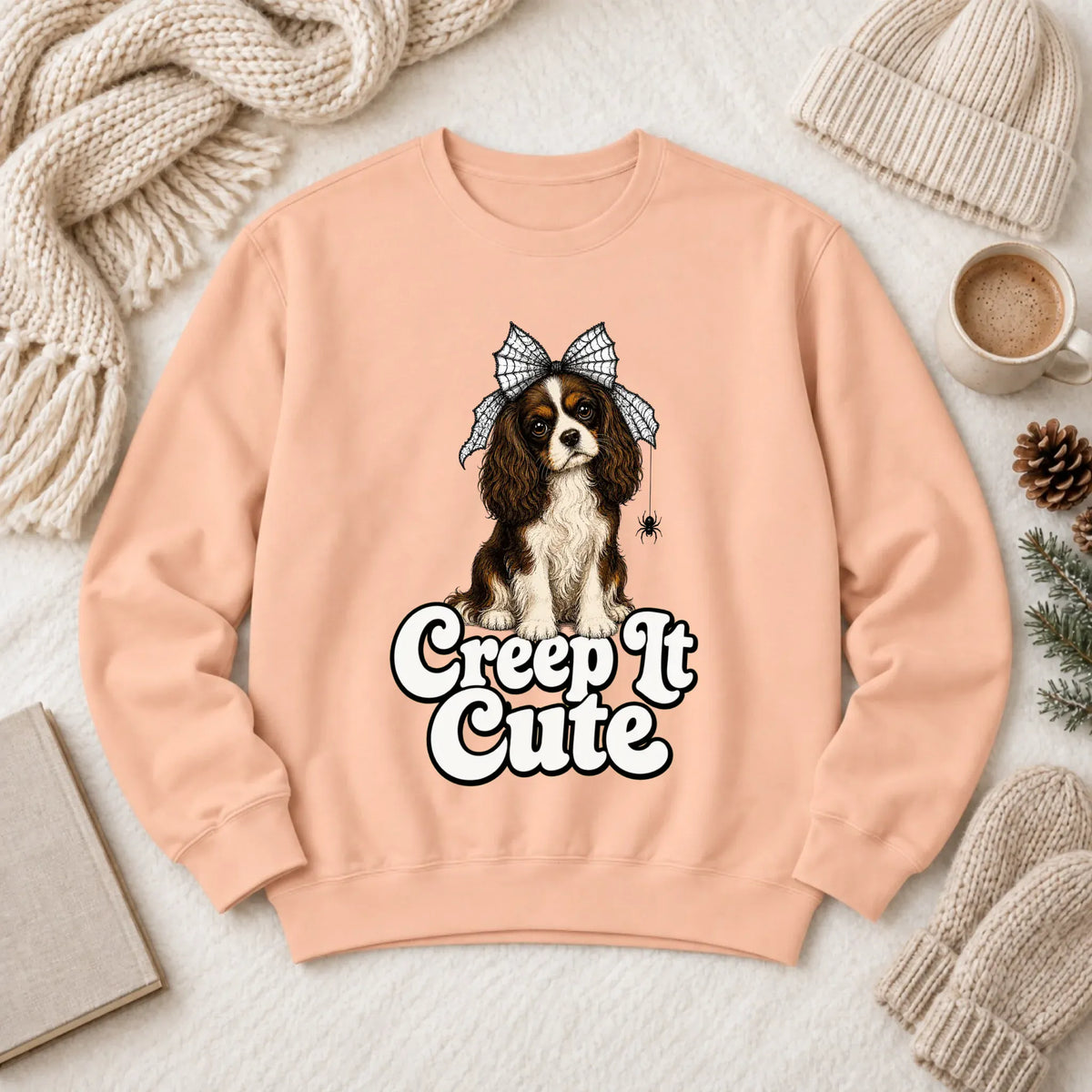 Custom Cavalier Cute Halloween Unisex Sweatshirt Peachy