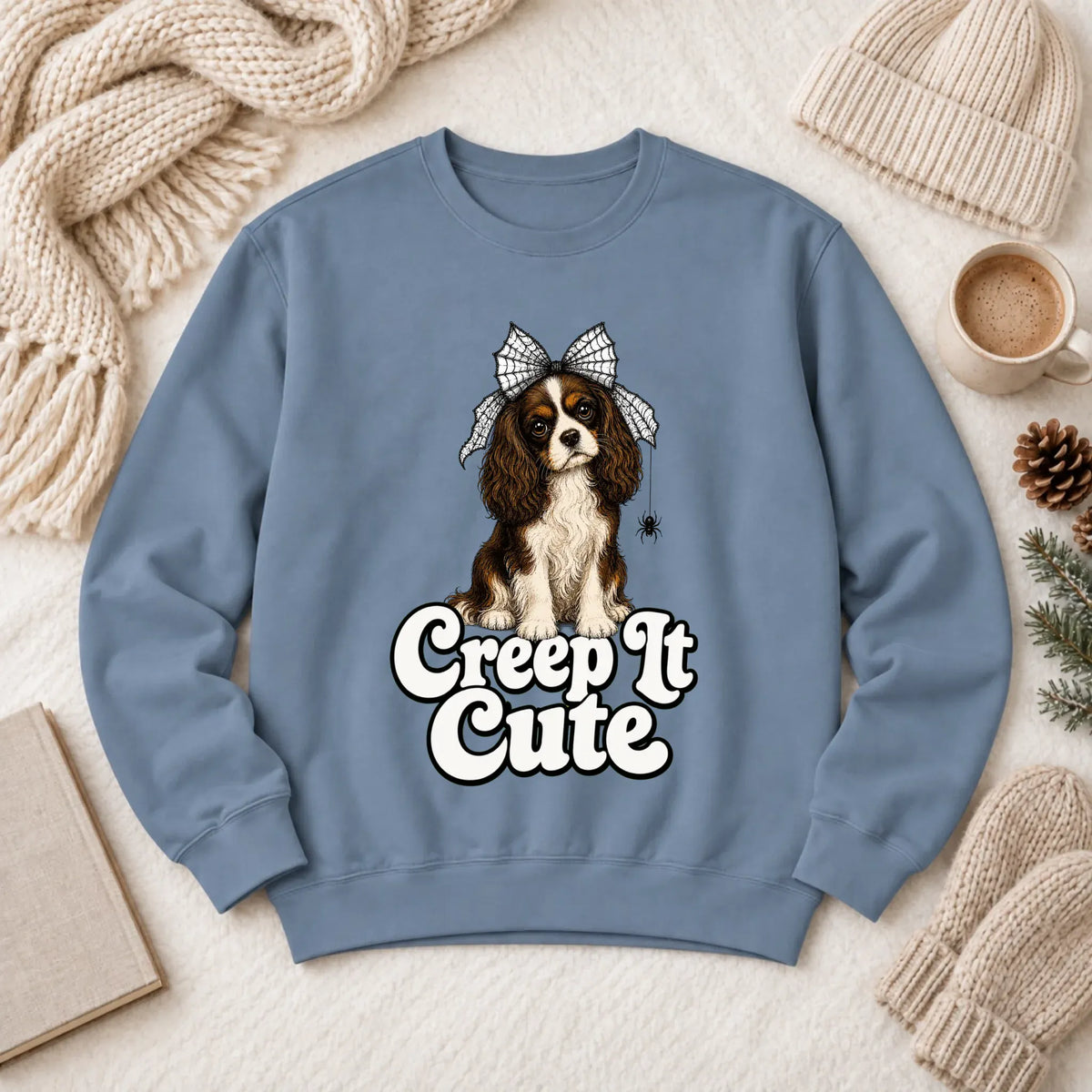 Custom Cavalier Cute Halloween Unisex Sweatshirt Blue Jean