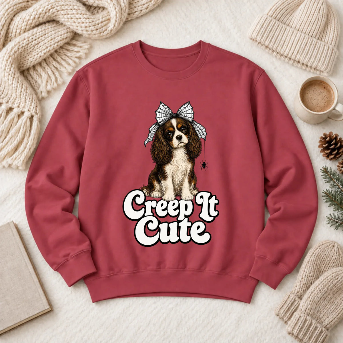 Custom Cavalier Cute Halloween Unisex Sweatshirt Crimson