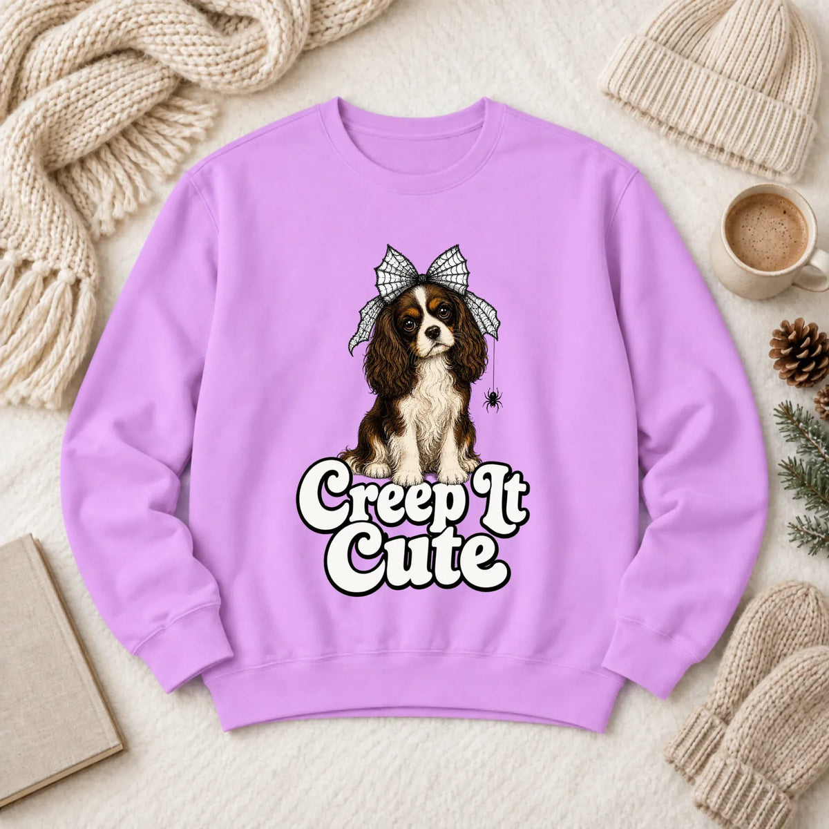 Custom Cavalier Cute Halloween Unisex Sweatshirt Neon Violet