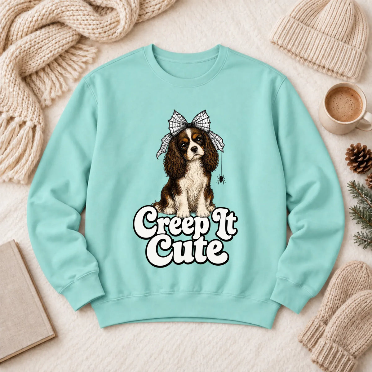 Custom Cavalier Cute Halloween Unisex Sweatshirt Chalky Mint