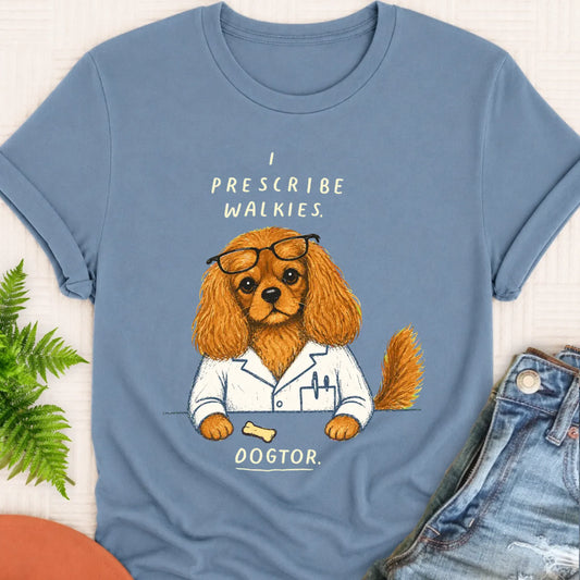 Custom Cavalier Doctor Walkies Unisex TShirt Blue Jean