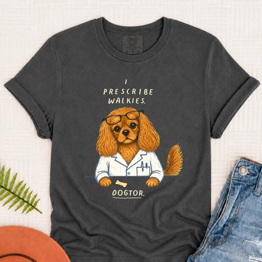 Custom Cavalier Doctor Walkies Unisex TShirt Pepper