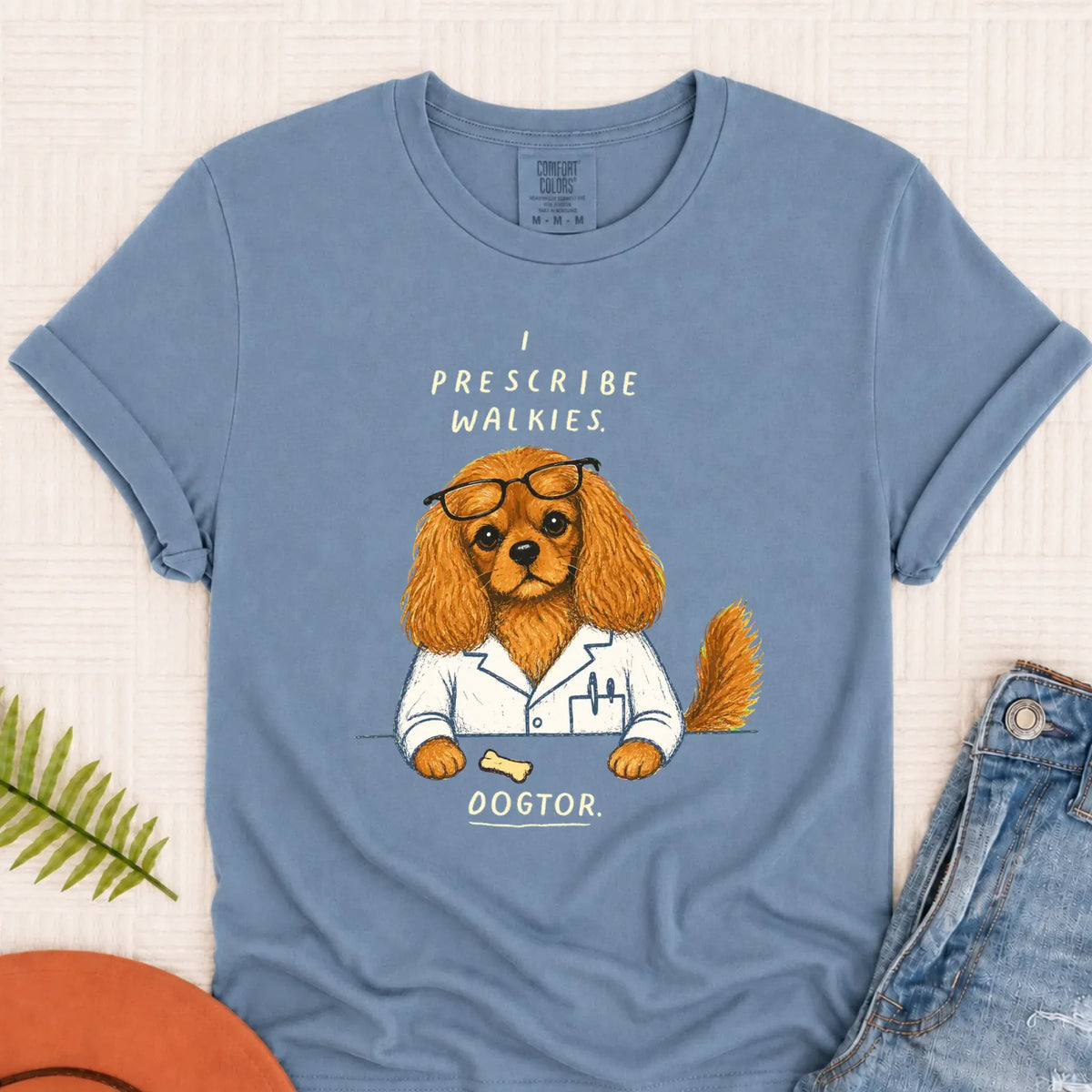 Custom Cavalier Doctor Walkies Unisex TShirt Blue Jean