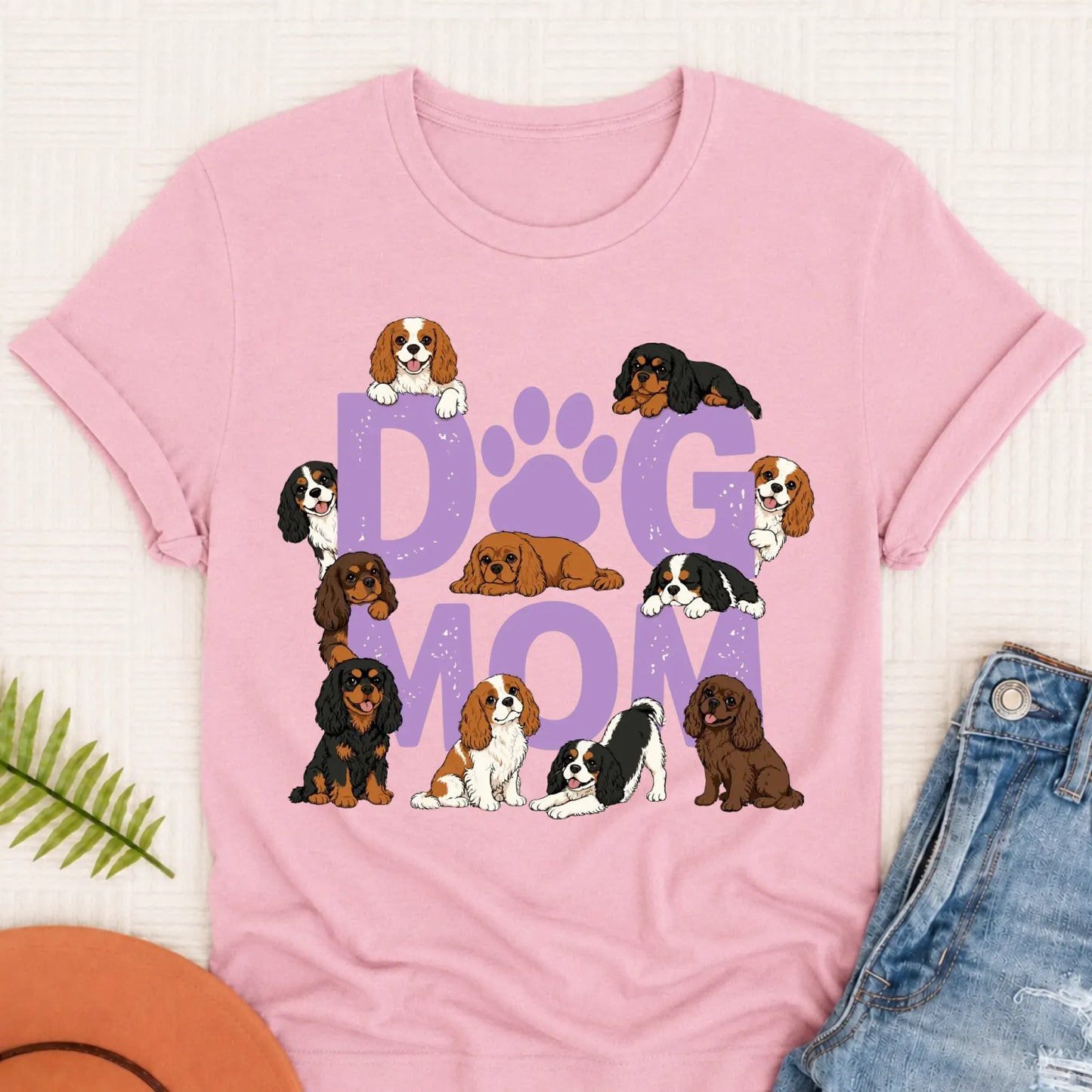 Custom Cavalier Dog Mom Unisex TShirt Blossom