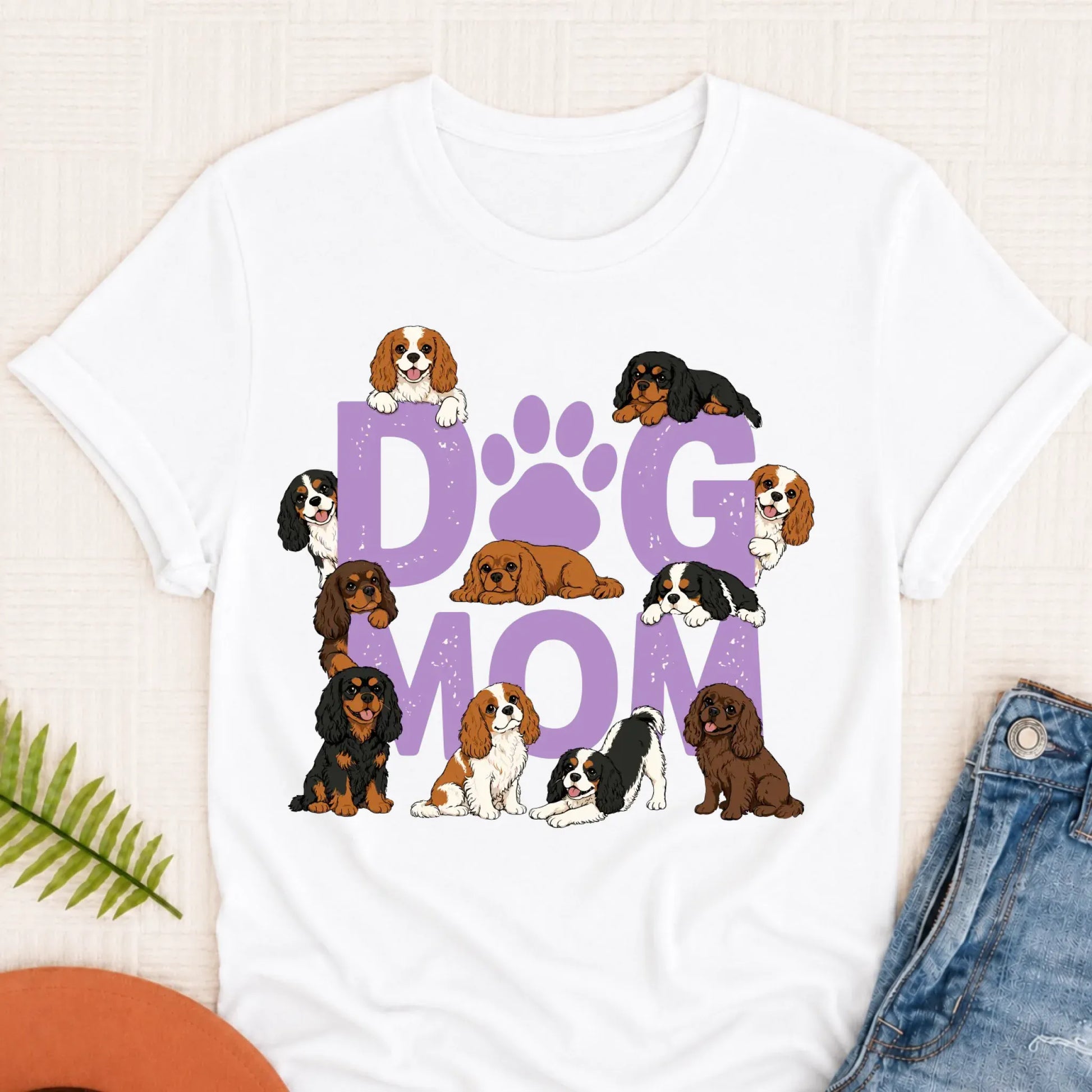 Custom Cavalier Dog Mom Unisex TShirt White