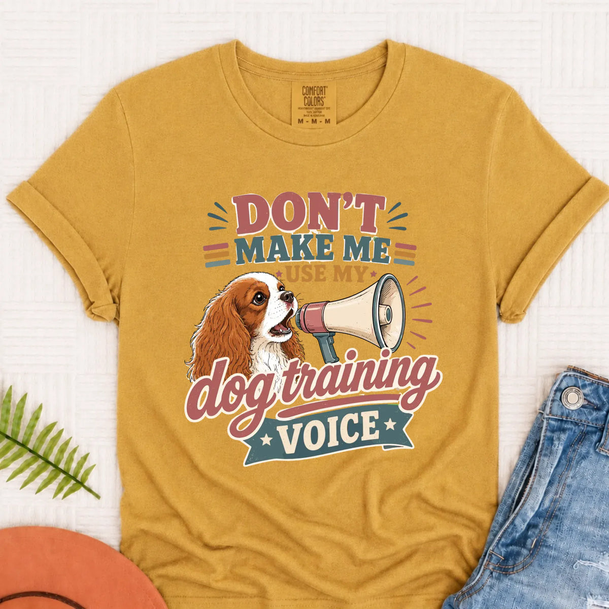 Custom Cavalier Dog Training Voice Unisex TShirt Mustard