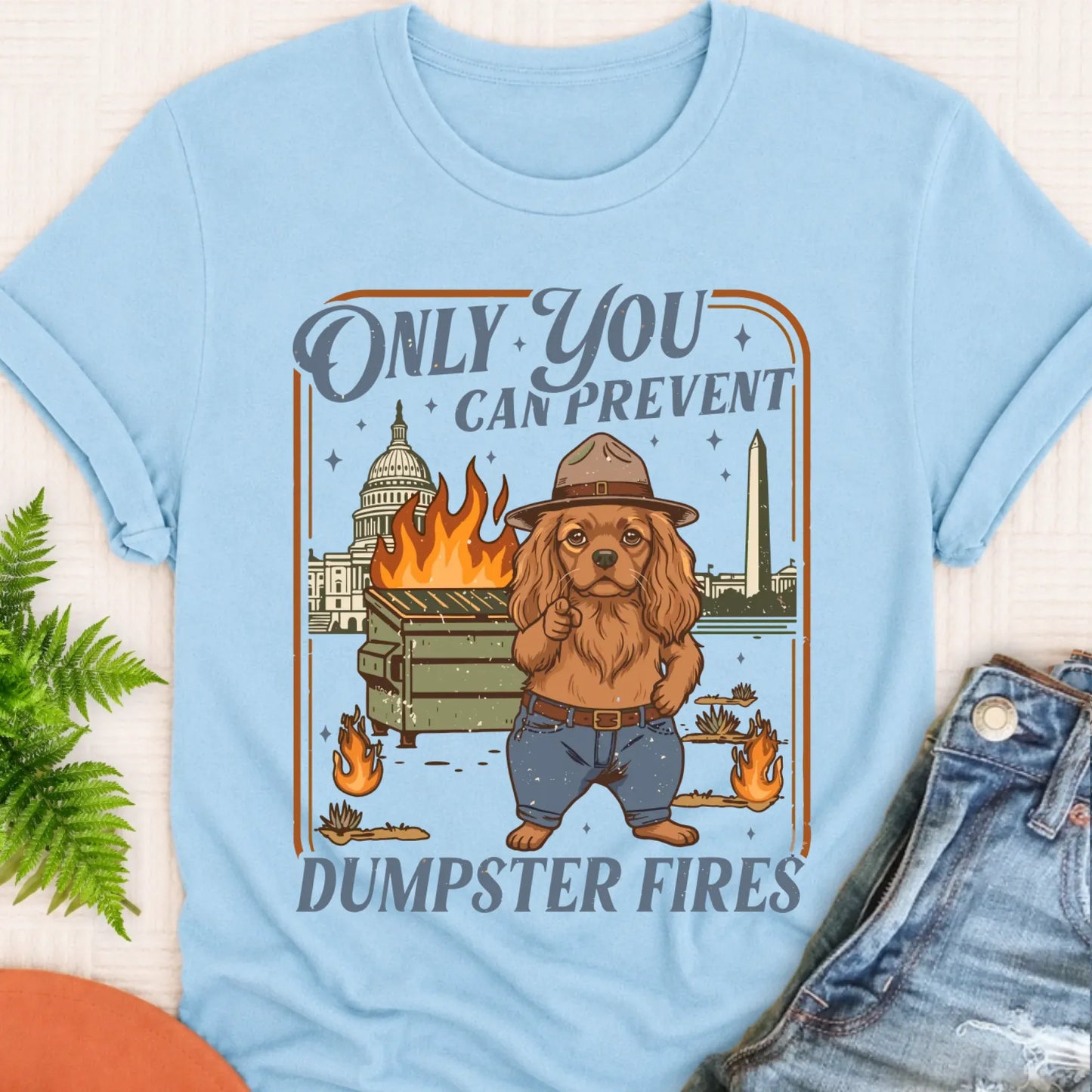T-Shirt Chambray / S Custom Cavalier Dumpster Fires Unisex Tshirt