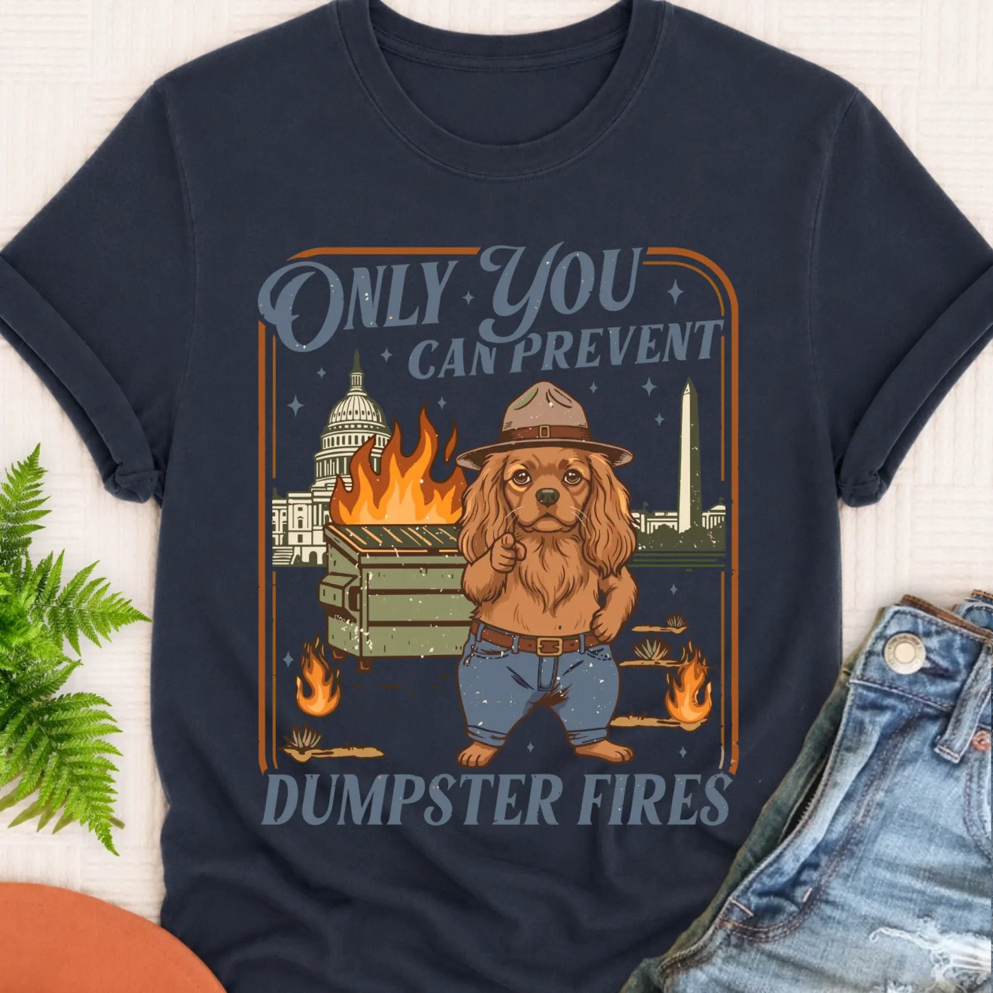 T-Shirt Navy / S Custom Cavalier Dumpster Fires Unisex Tshirt