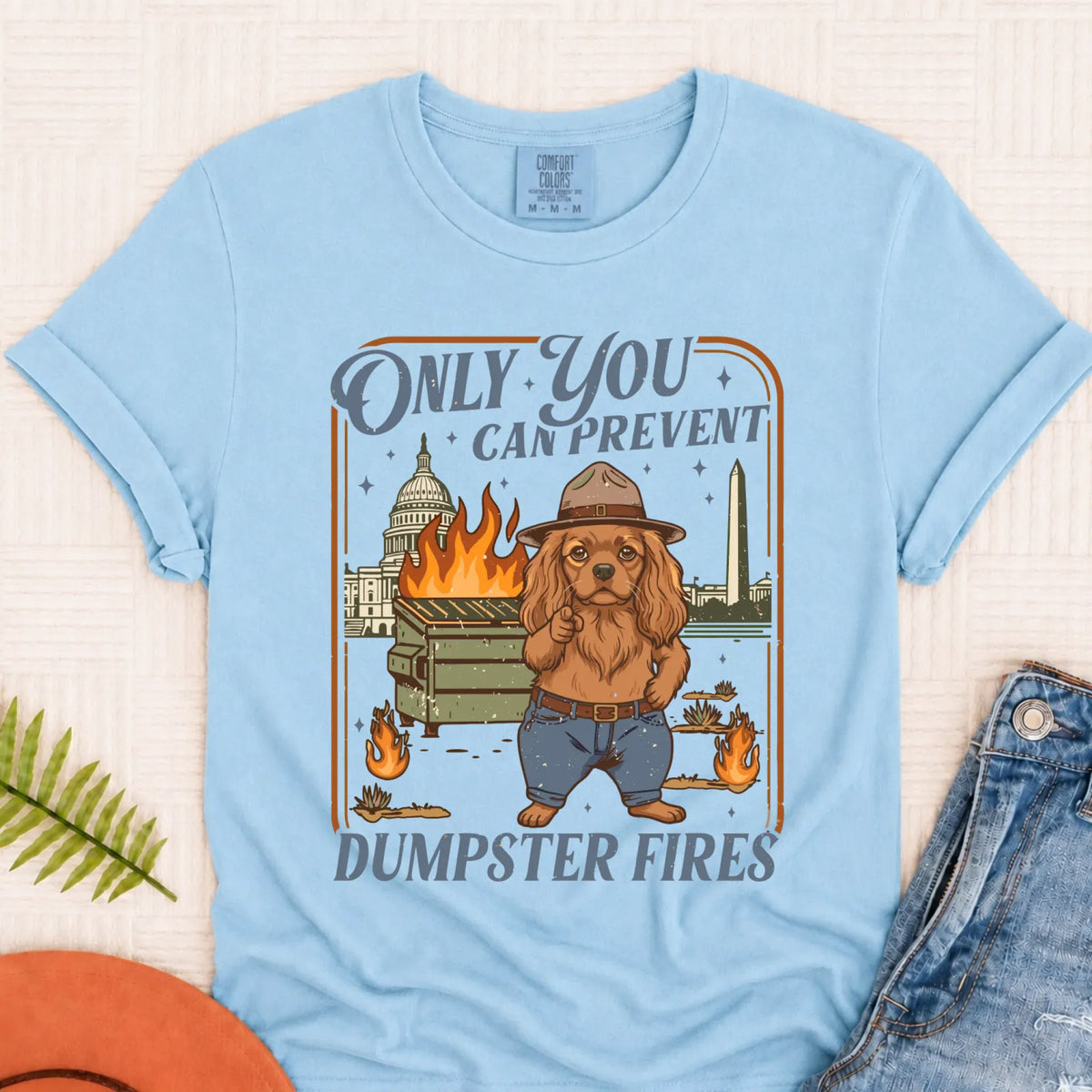 Custom Cavalier Dumpster Fires Unisex Tshirt Chambray