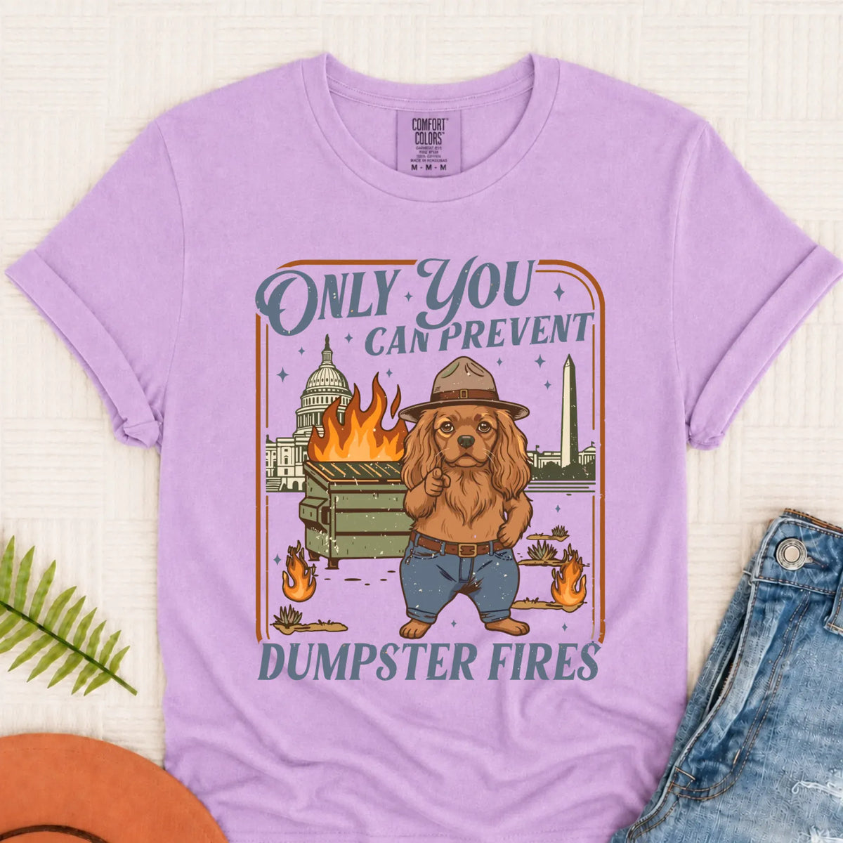 Custom Cavalier Dumpster Fires Unisex Tshirt Orchid