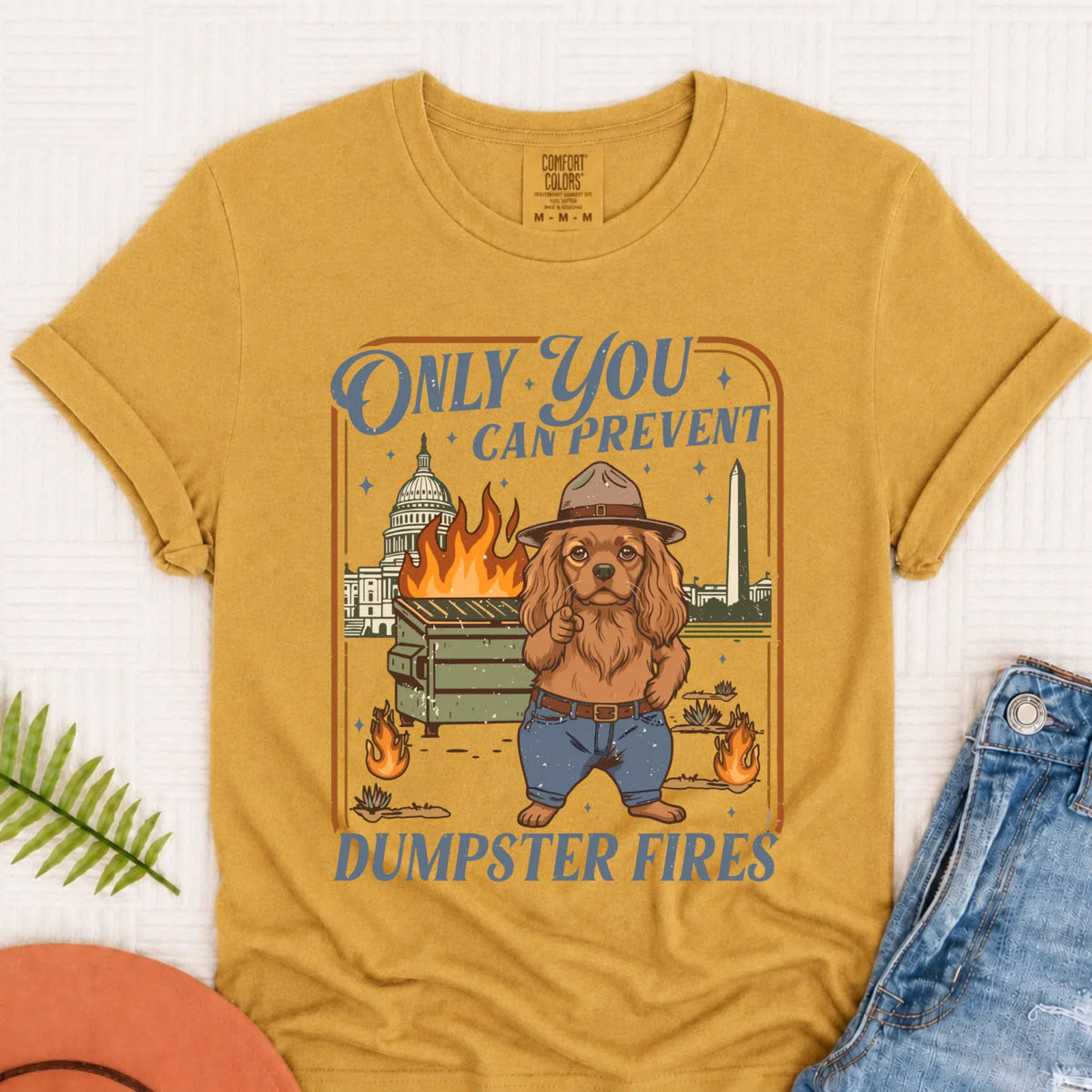 Custom Cavalier Dumpster Fires Unisex Tshirt Mustard