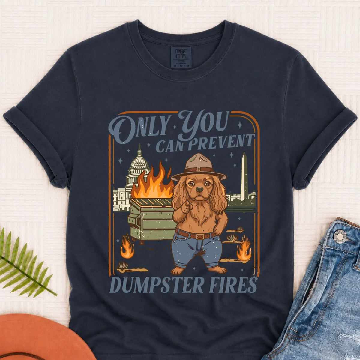Custom Cavalier Dumpster Fires Unisex Tshirt Navy