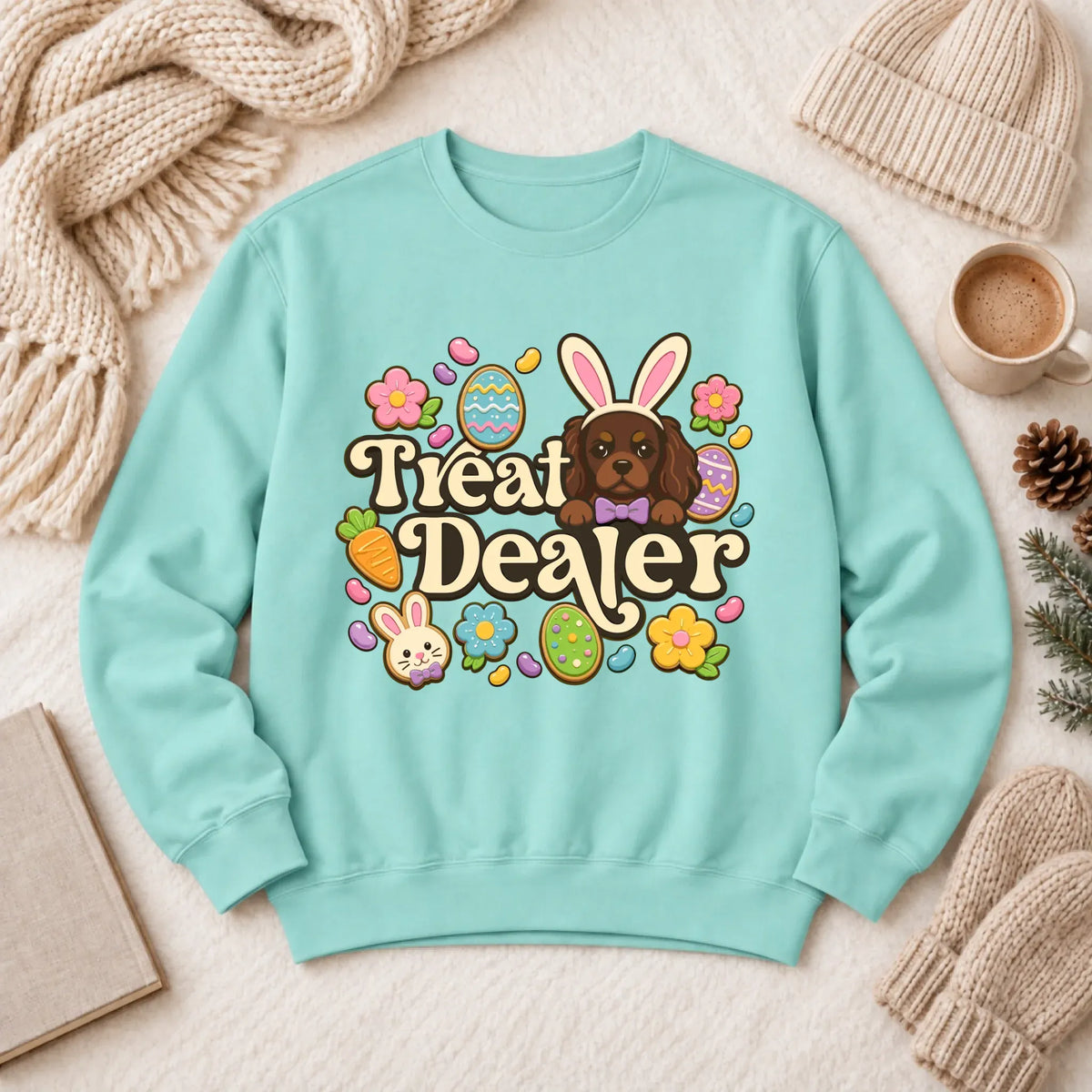 Custom Cavalier Easter Treat Dealer Unisex Sweatshirt Chalky Mint