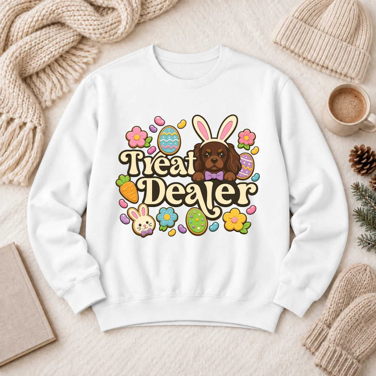 Custom Cavalier Easter Treat Dealer Unisex Sweatshirt White