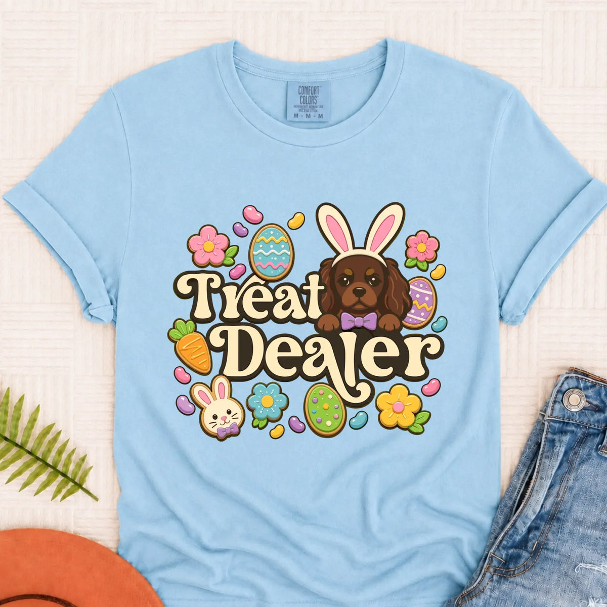 Custom Cavalier Easter Treat Dealer Unisex Tshirt Chambray