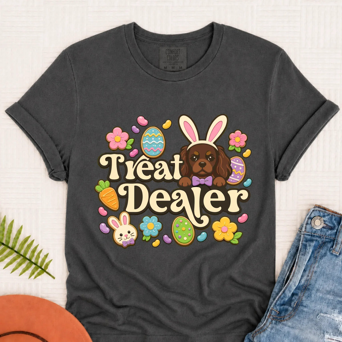 Custom Cavalier Easter Treat Dealer Unisex Tshirt Pepper
