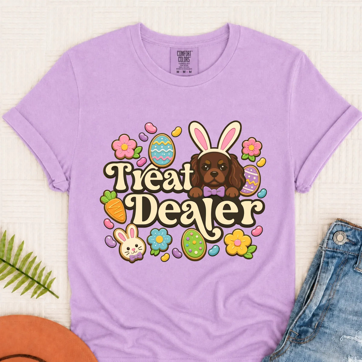 Custom Cavalier Easter Treat Dealer Unisex Tshirt Orchid