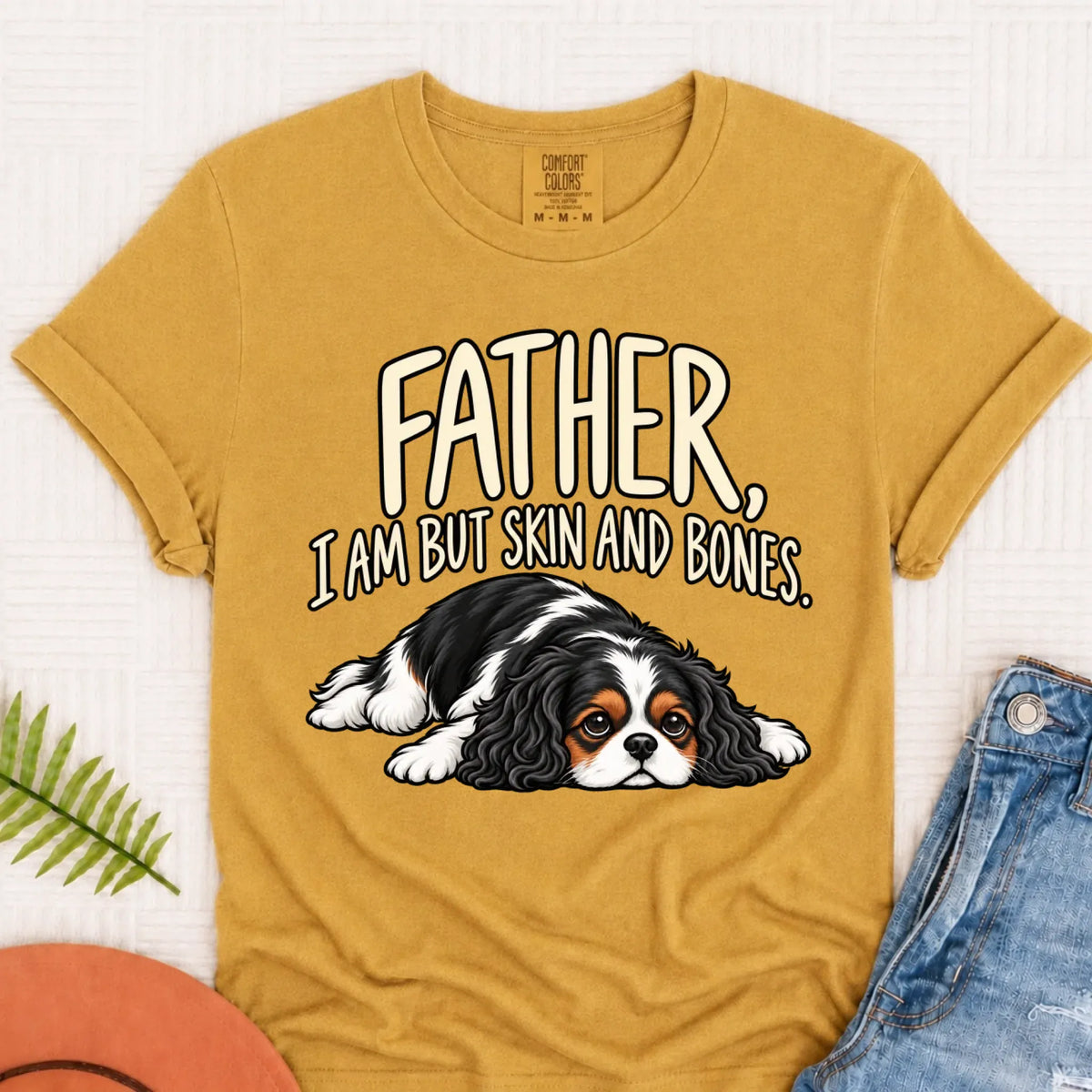 Custom Cavalier Father Skin Bones Unisex Tshirt Mustard