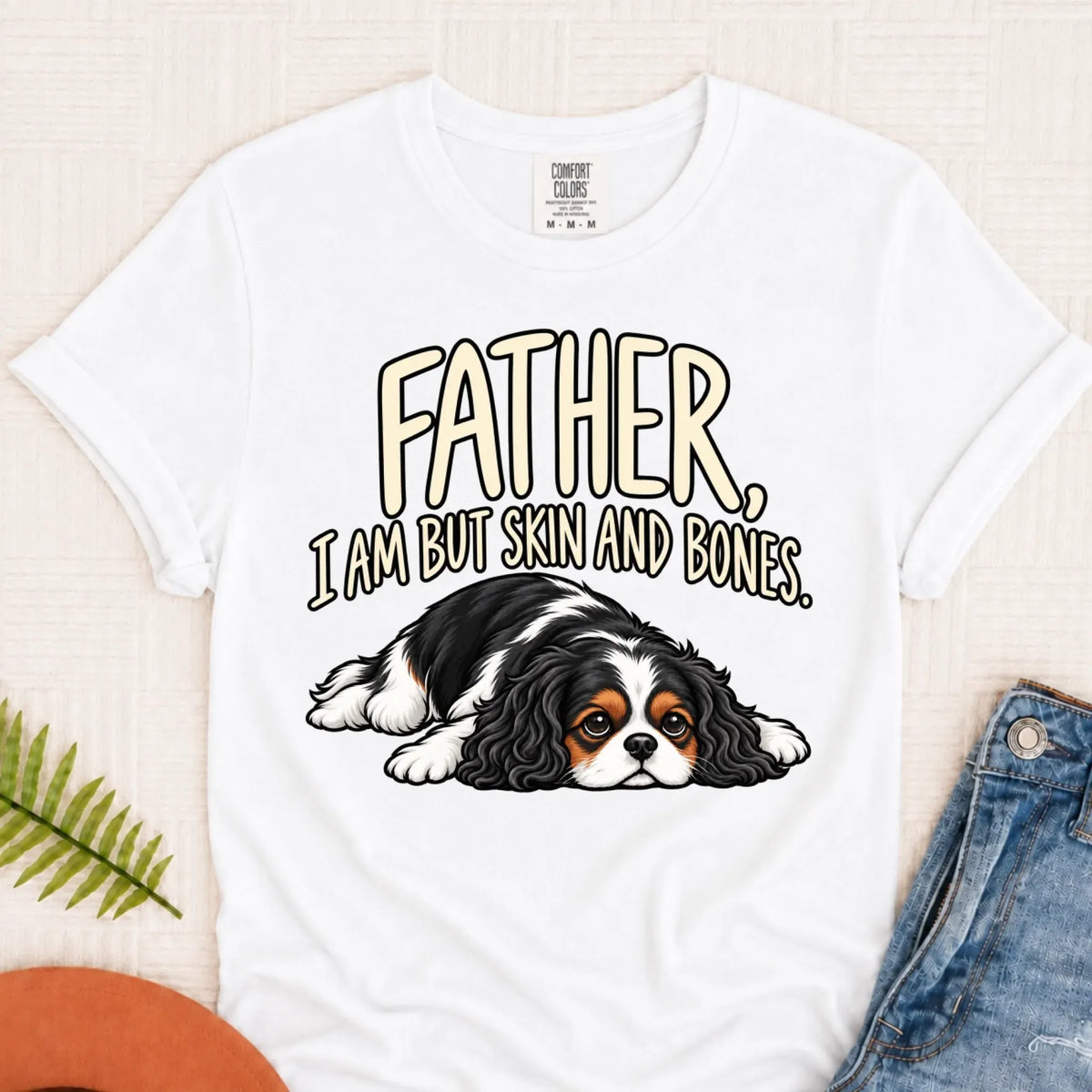 Custom Cavalier Father Skin Bones Unisex Tshirt White