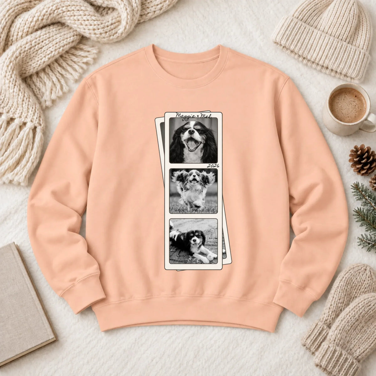 Custom Cavalier Film Strip Unisex Sweatshirt Peachy