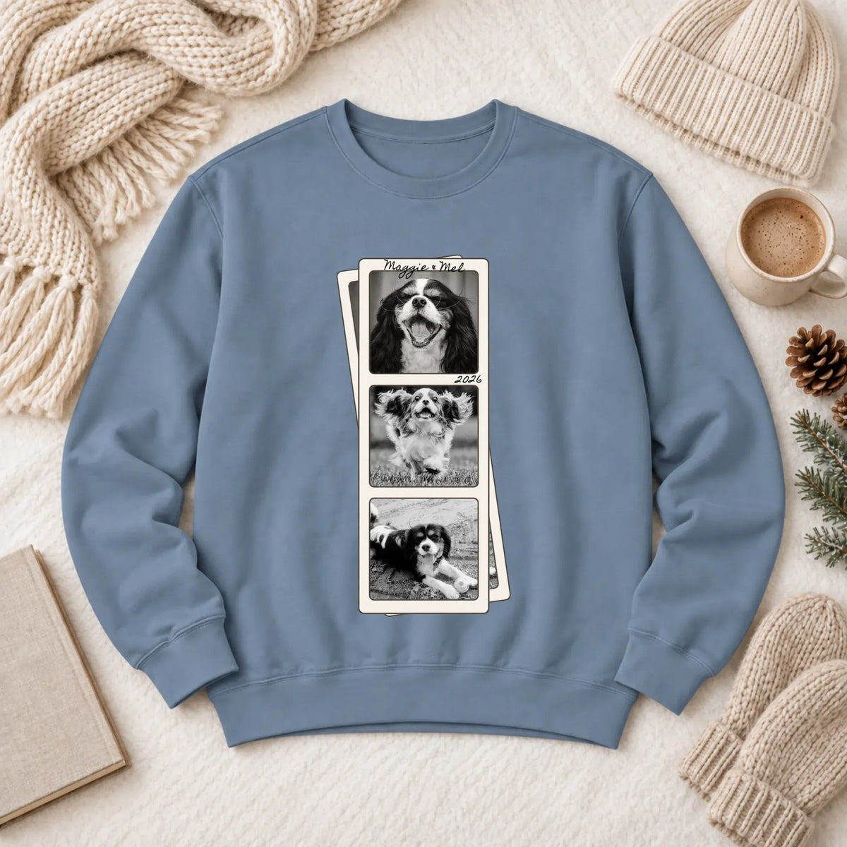 Custom Cavalier Film Strip Unisex Sweatshirt Blue Jean