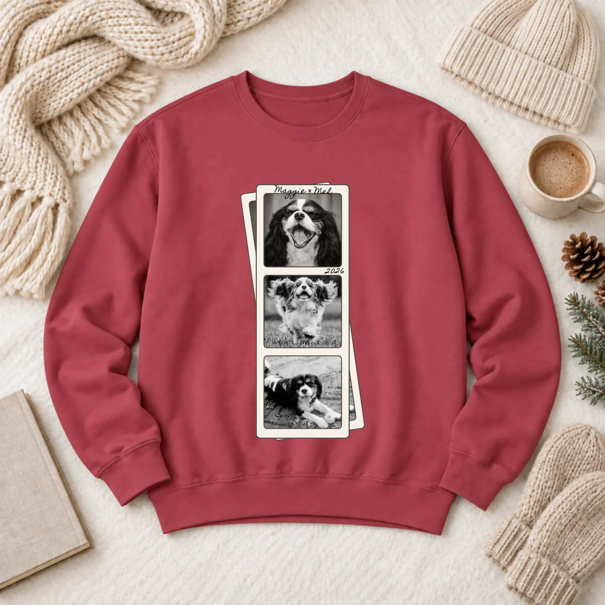 Custom Cavalier Film Strip Unisex Sweatshirt Crimson