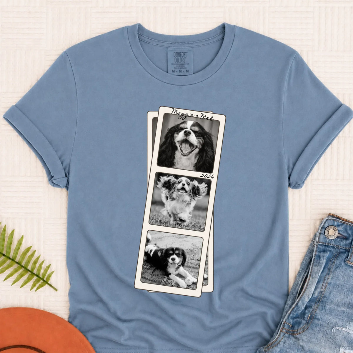 Custom Cavalier Film Strip Unisex TShirt Blue Jean