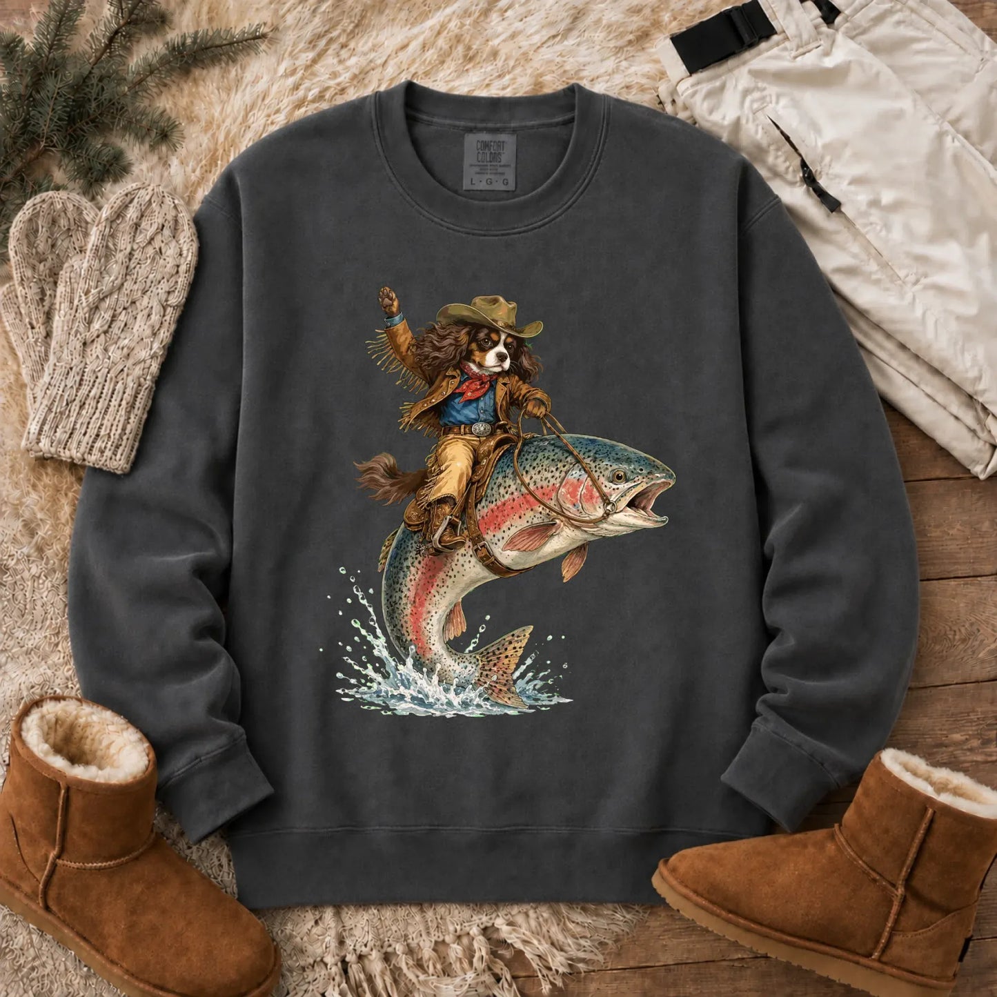 Custom Cavalier Fishing Unisex Sweatshirt Pepper