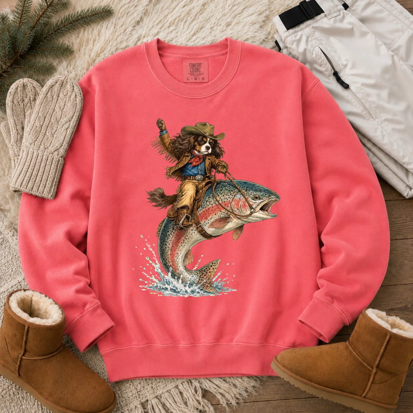 Custom Cavalier Fishing Unisex Sweatshirt Watermelon