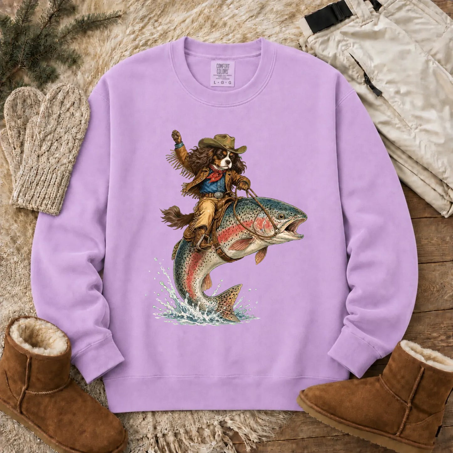 Custom Cavalier Fishing Unisex Sweatshirt Orchid