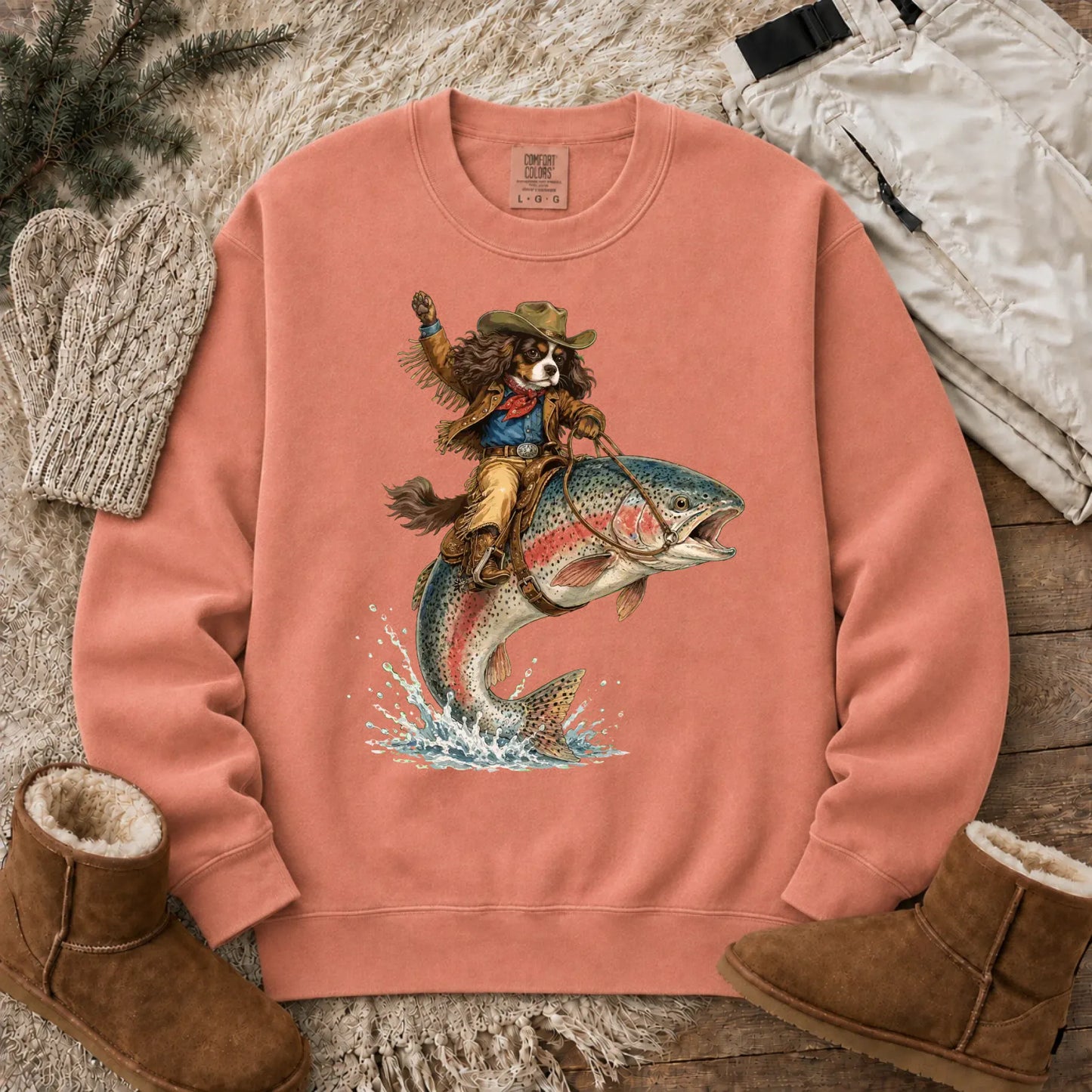 Custom Cavalier Fishing Unisex Sweatshirt Terracotta