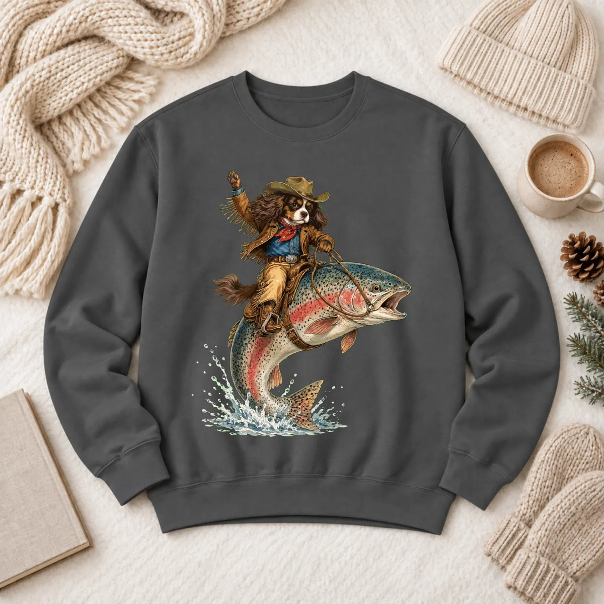 Custom Cavalier Fishing Unisex Sweatshirt Pepper